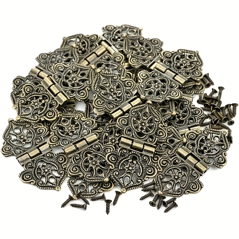 Furniture Hardware Vintage - 8 charnières vintage en alliage ajouré